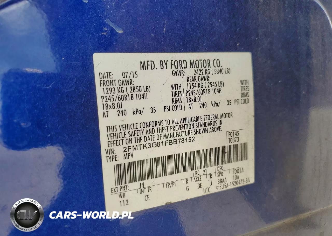 2015 Ford Edge Se VIN:2FMTK3G81FBB78152 - 14
