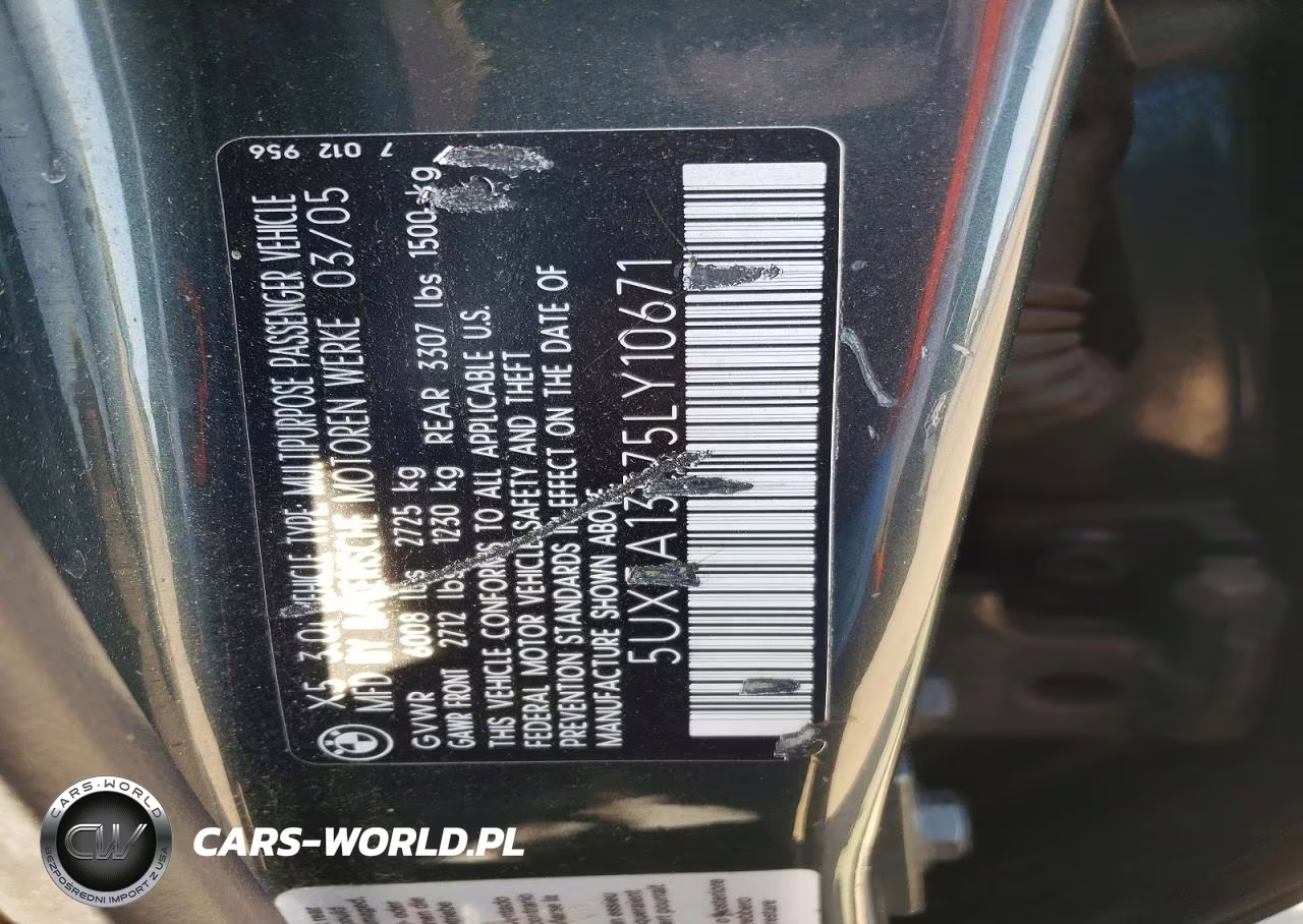 2005 BMW X5 3.0I VIN:5UXFA13575LY10671 - 12
