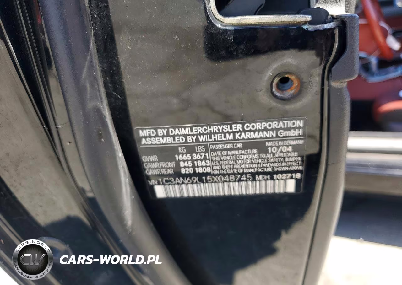2005 Chrysler Crossfire Limited VIN:1C3AN69L15X048745 - 12