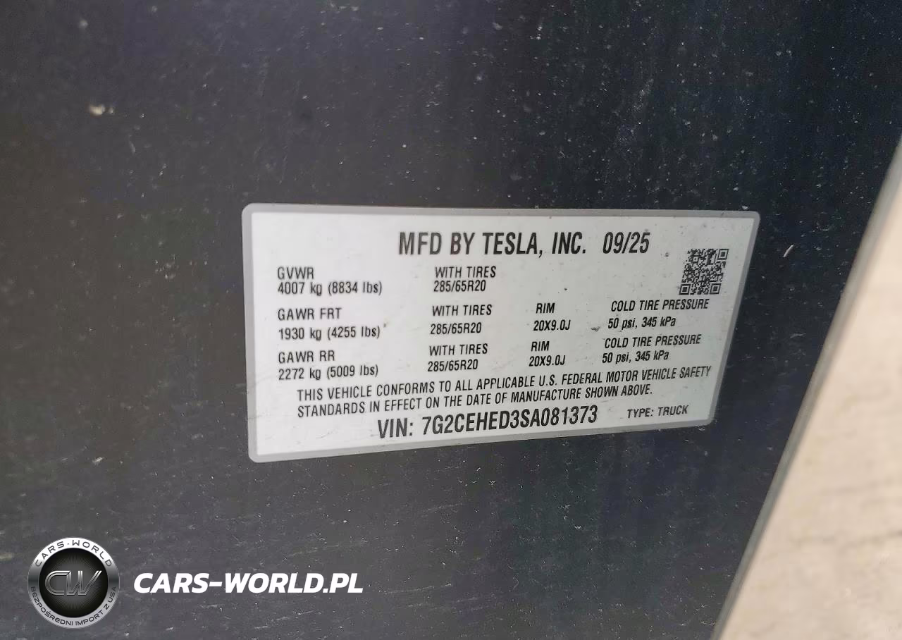 2025 Tesla Cybertruck VIN:7G2CEHED3SA081373 - 13