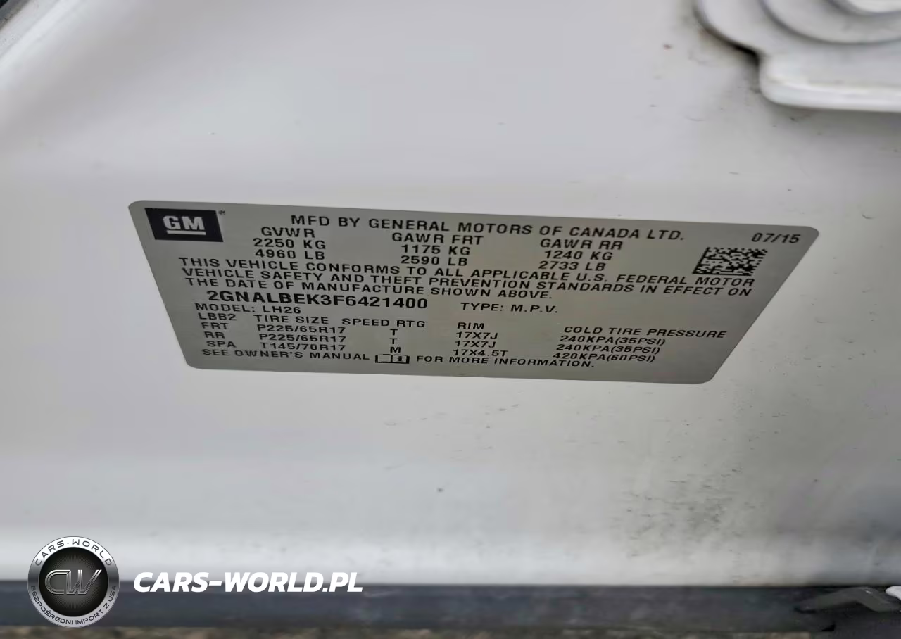 2015 Chevrolet Equinox Lt VIN:2GNALBEK3F6421400 - 13