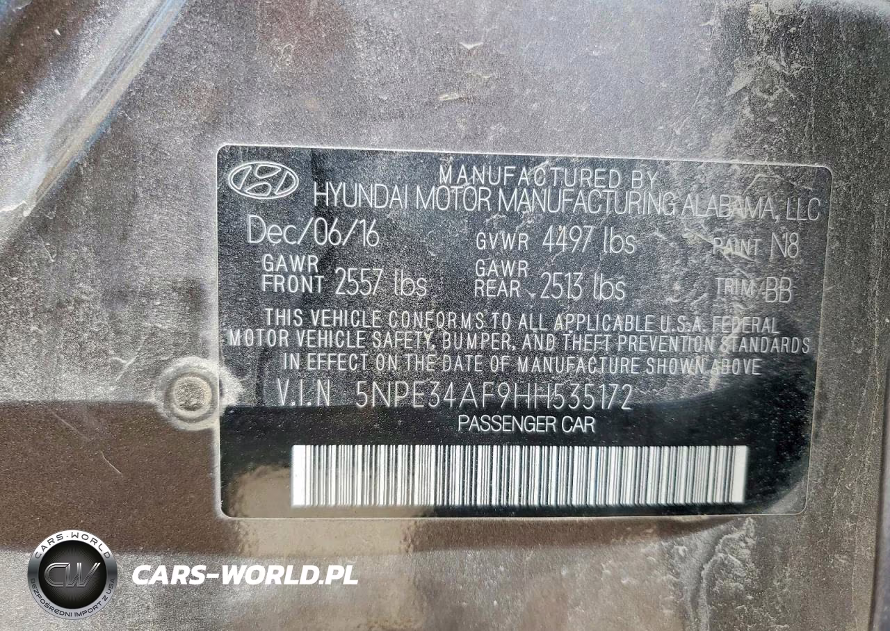 2017 Hyundai Sonata Sport VIN:5NPE34AF9HH535172 - 12