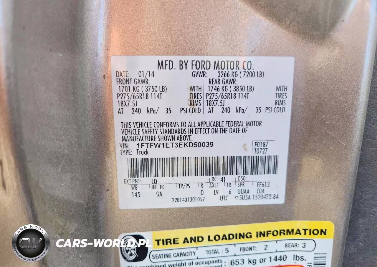 2014 Ford F150 Supercrew VIN:1FTFW1ET3EKD50039 - 12