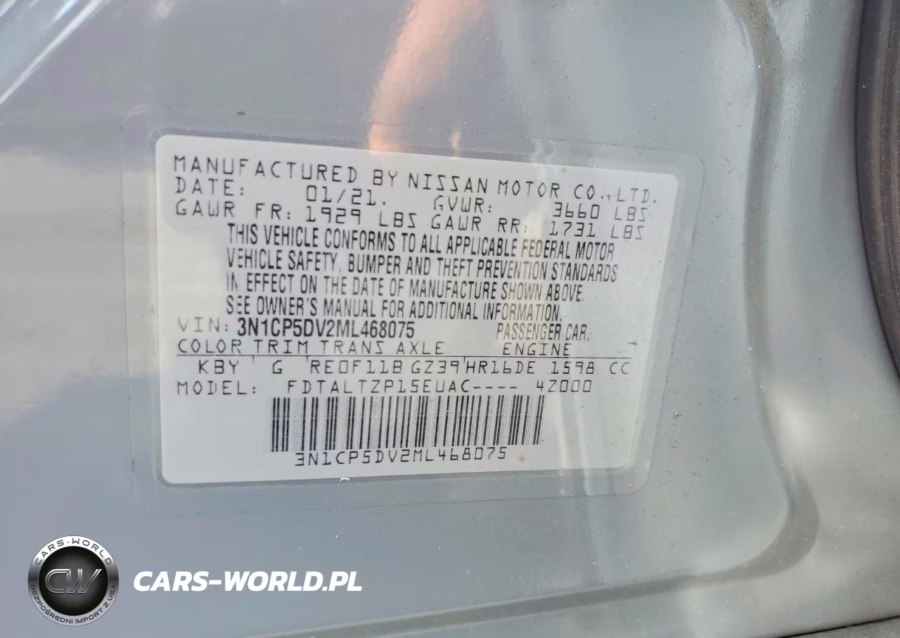 2021 Nissan Kicks Sr VIN:3N1CP5DV2ML468075 - 12