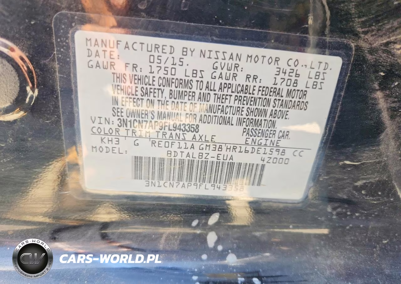 2015 Nissan Versa VIN:3N1CN7AP9FL943358 - 12
