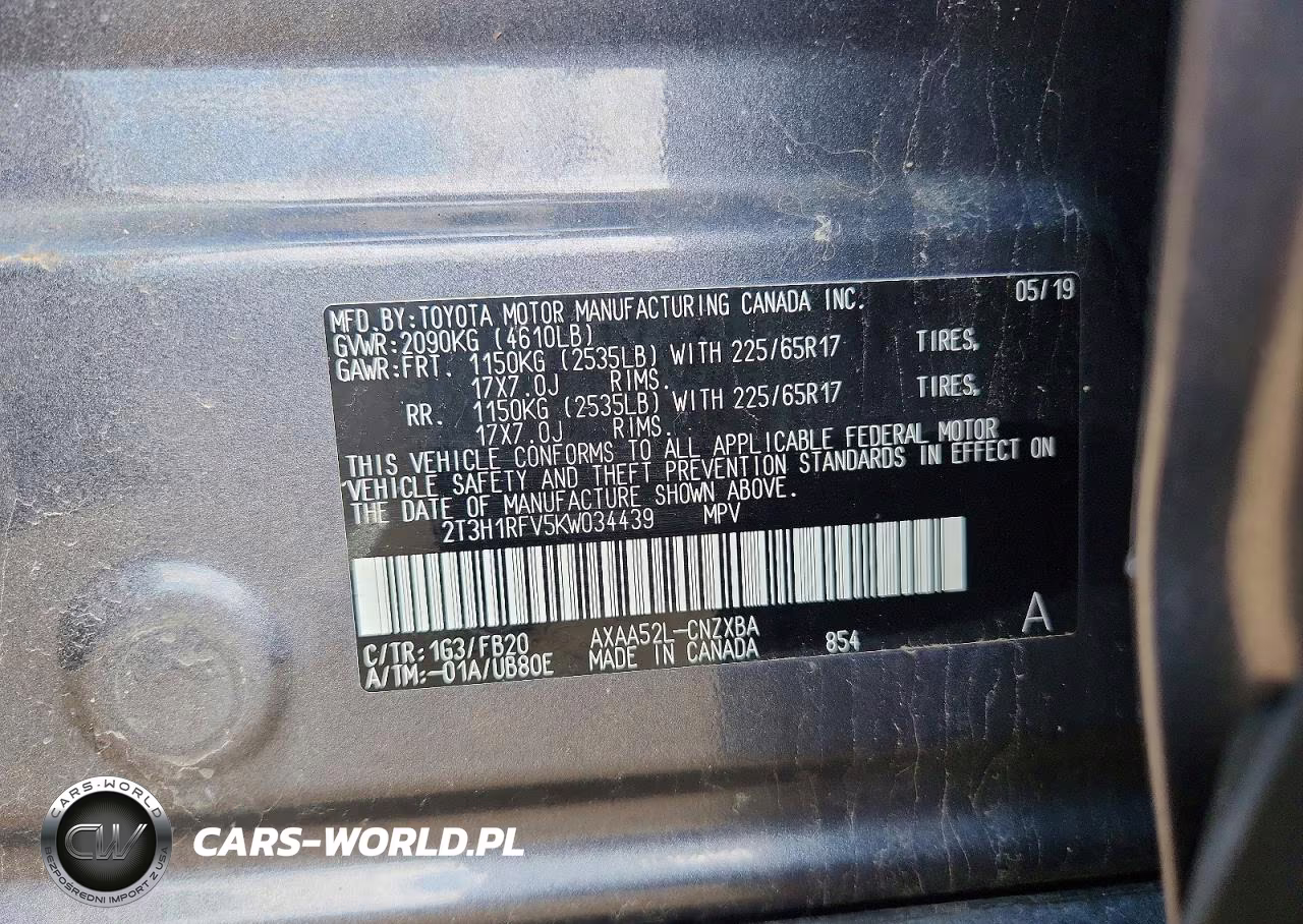 2019 Toyota Rav4 Le VIN:2T3H1RFV5KW034439 - 13