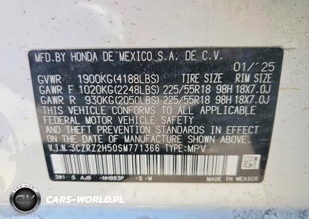 2025 Honda Hr-V Sport VIN:3CZRZ2H50SM771366 - 13