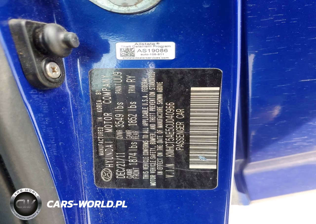 2012 Hyundai Accent Gs VIN:KMHCT5AE5CU040966 - 13