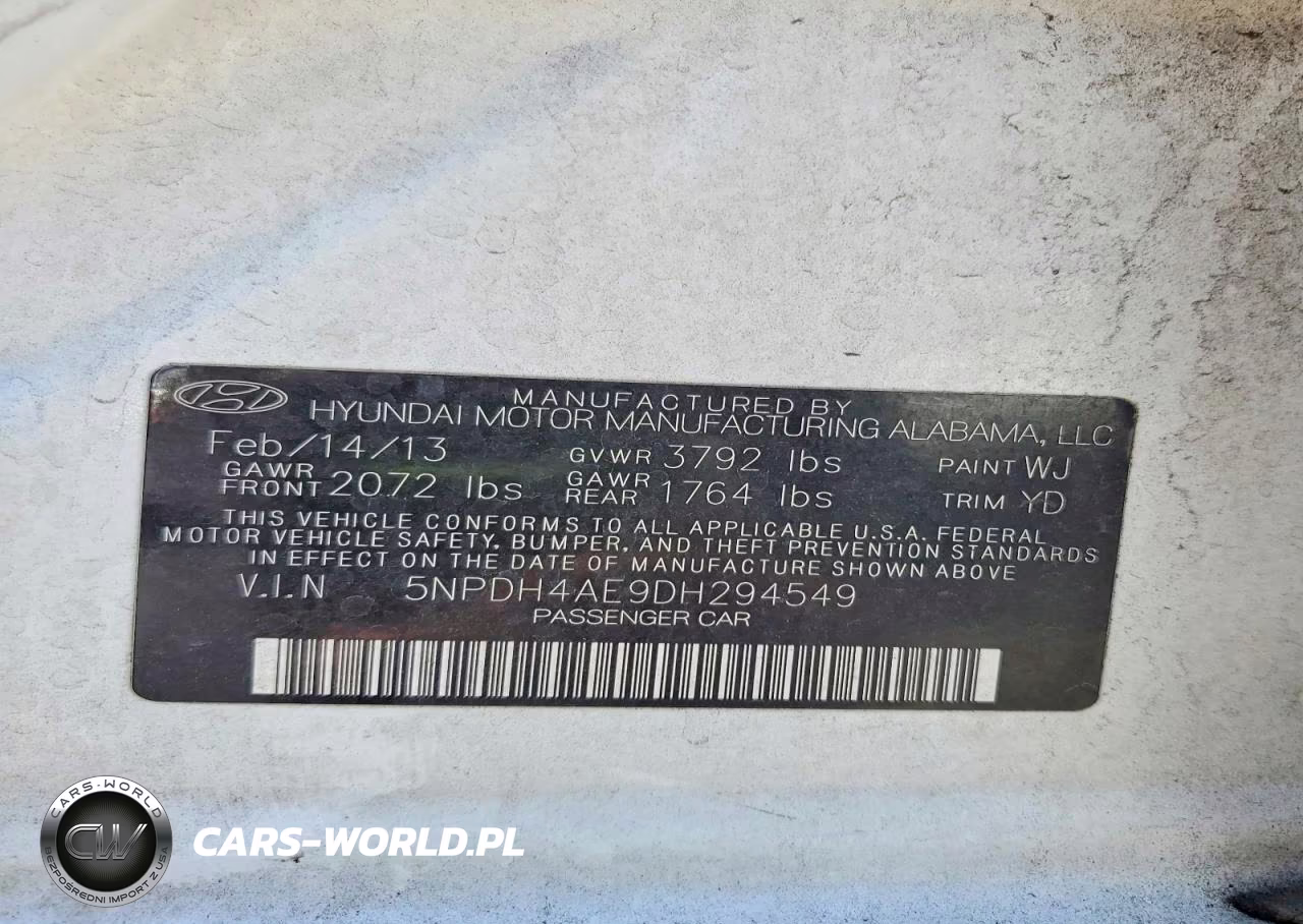 2013 Hyundai Elantra Gls VIN:5NPDH4AE9DH294549 - 12