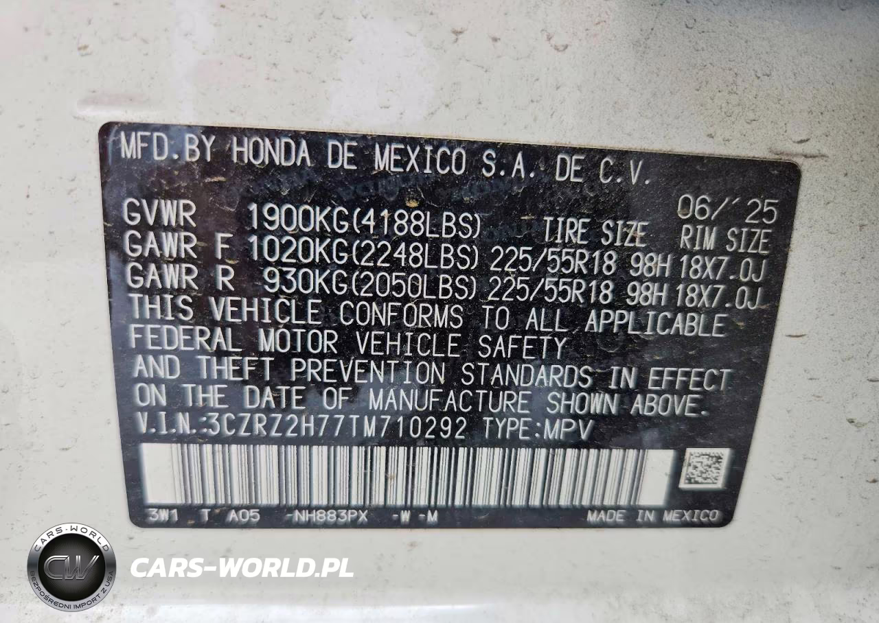 2026 Honda Hr-V Exl VIN:3CZRZ2H77TM710292 - 13