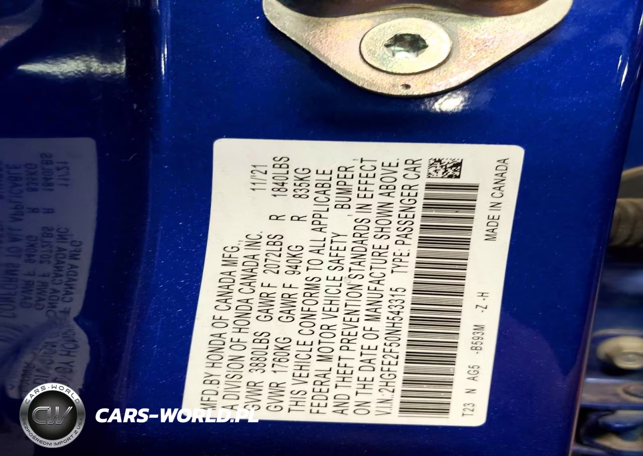 2022 Honda Civic Sport VIN:2HGFE2F50NH543315 - 12