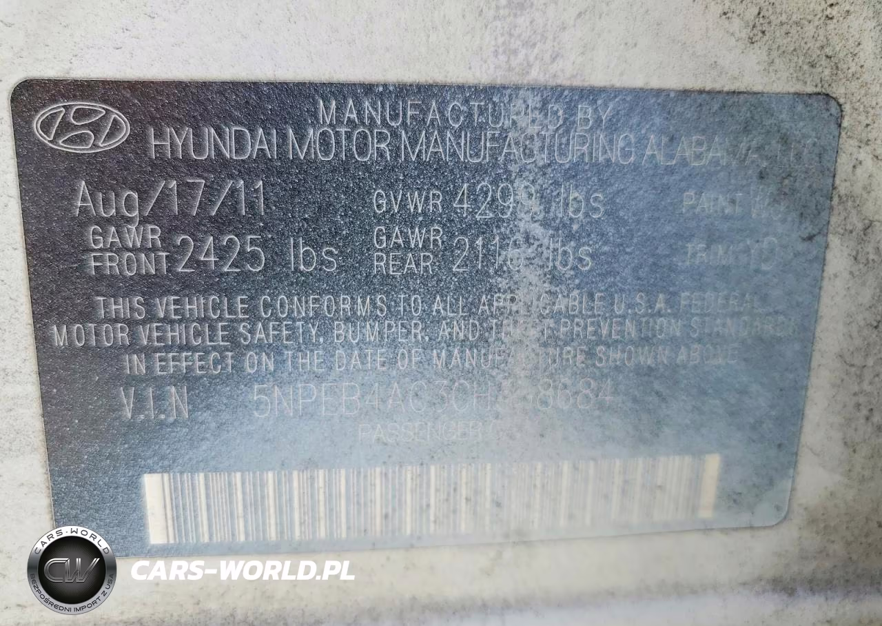 2012 Hyundai Sonata Gls VIN:5NPEB4AC3CH358684 - 13