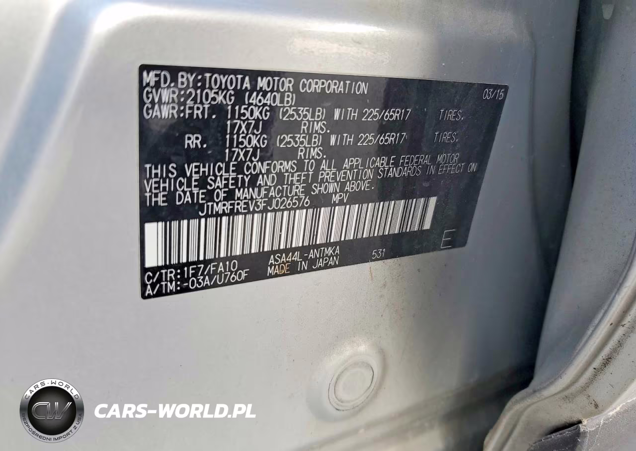 2015 Toyota Rav4 Xle VIN:JTMRFREV3FJ026576 - 13
