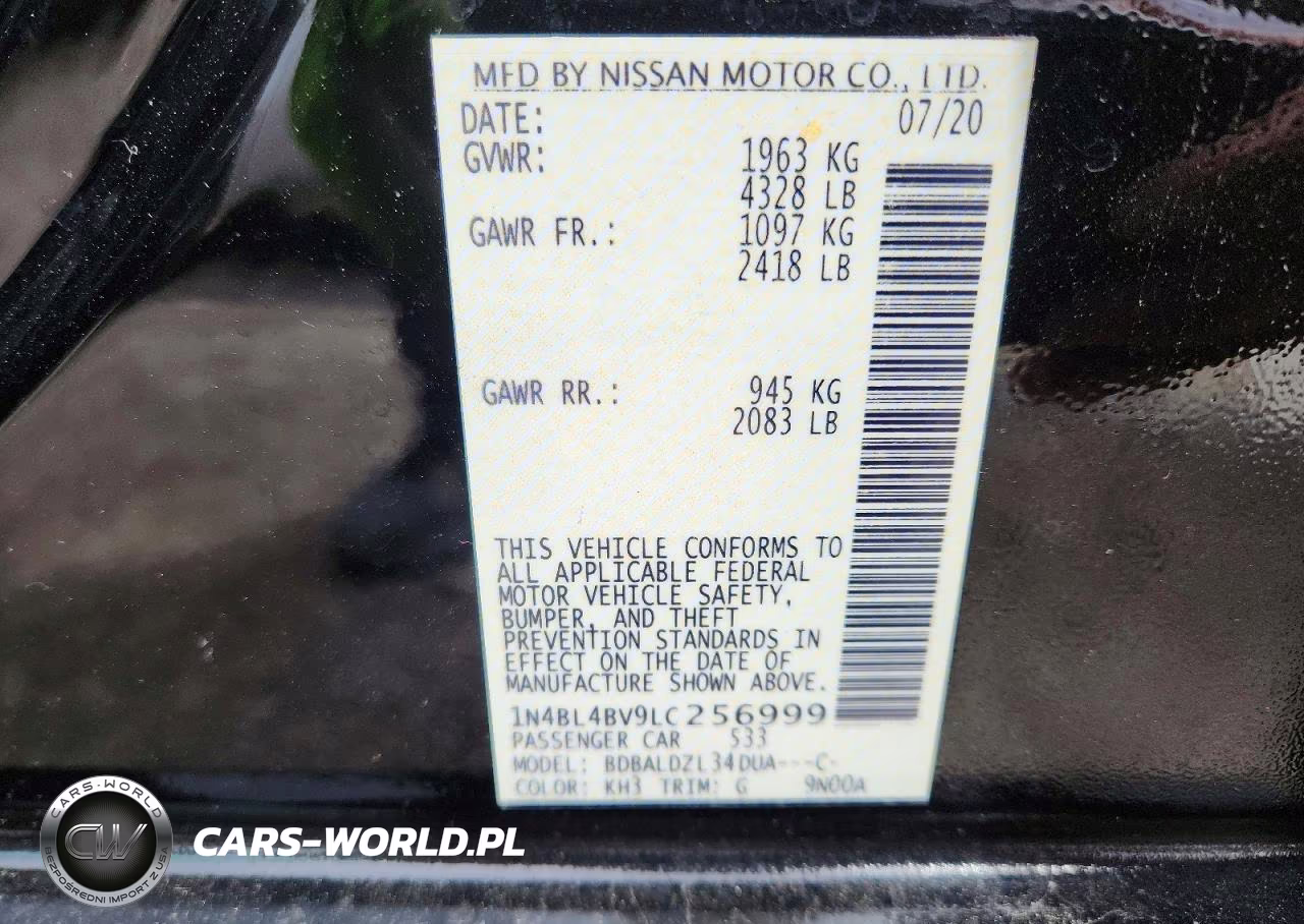 2020 Nissan Altima S VIN:1N4BL4BV9LC256999 - 13