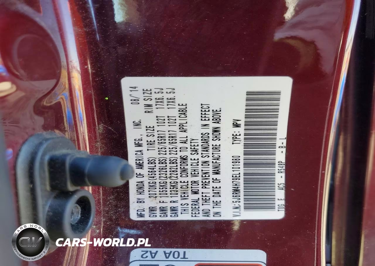 2014 Honda Cr-V Exl VIN:5J6RM4H79EL101980 - 13