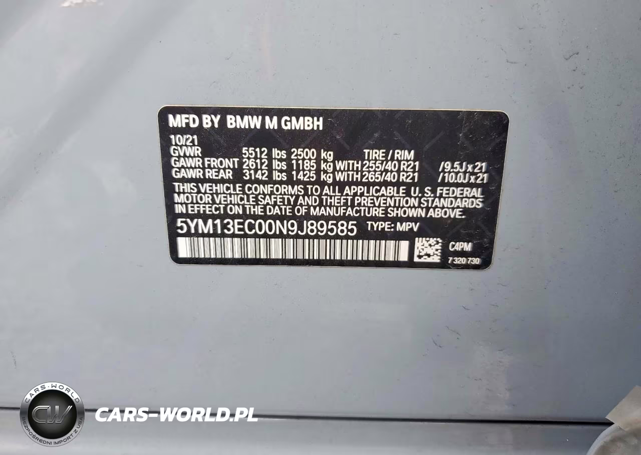 2022 BMW X3 M VIN:5YM13EC00N9J89585 - 13
