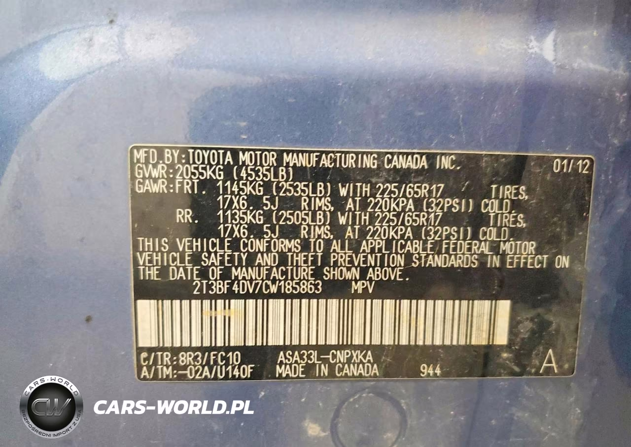 2012 Toyota Rav4 Base VIN:2T3BF4DV7CW185863 - 13
