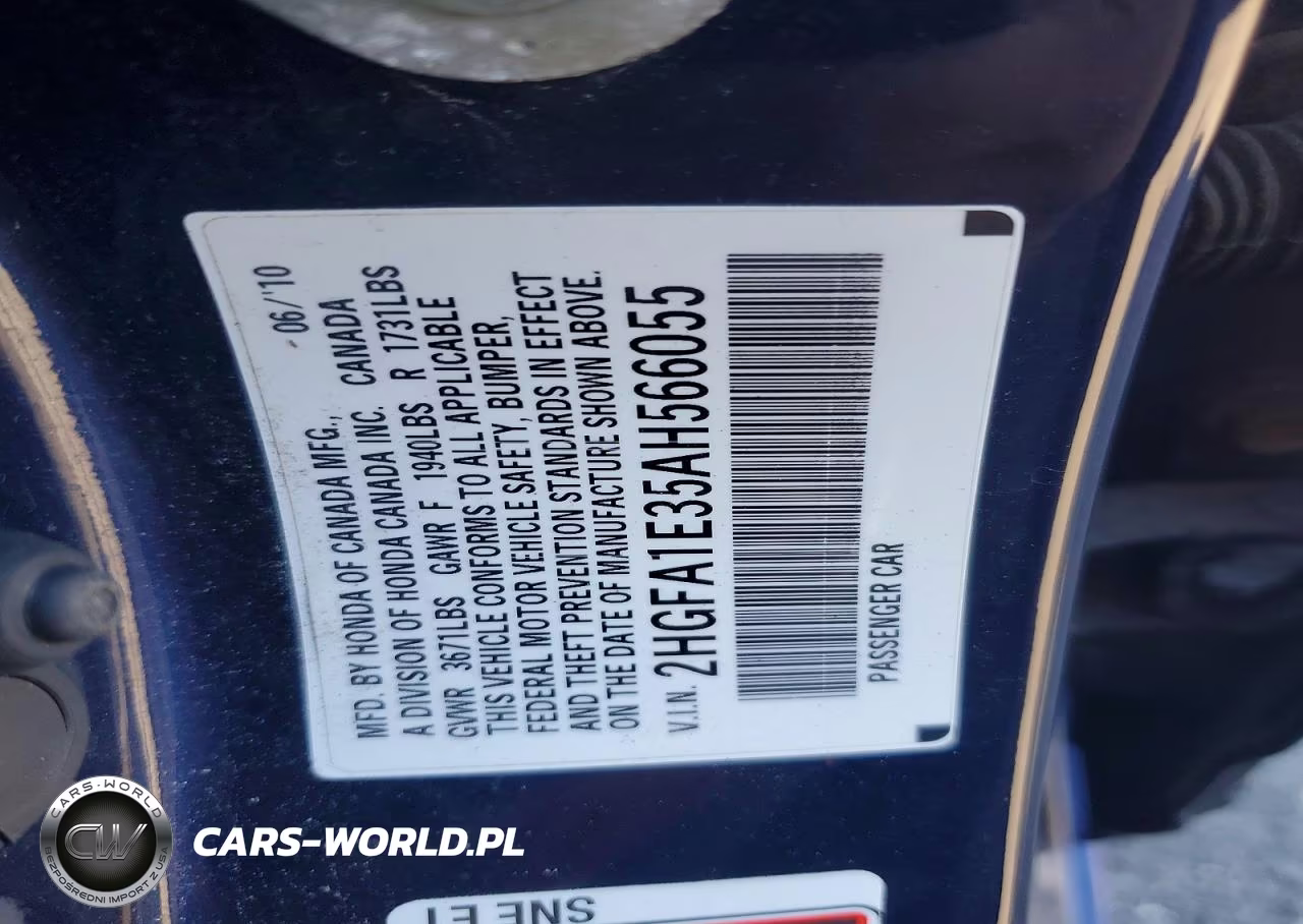 2010 Honda Civic Vp VIN:2HGFA1E35AH566055 - 12