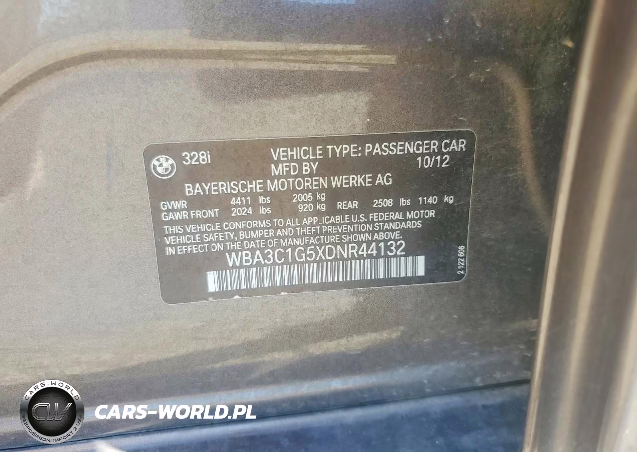 2013 BMW 328 I Sulev VIN:WBA3C1G5XDNR44132 - 12
