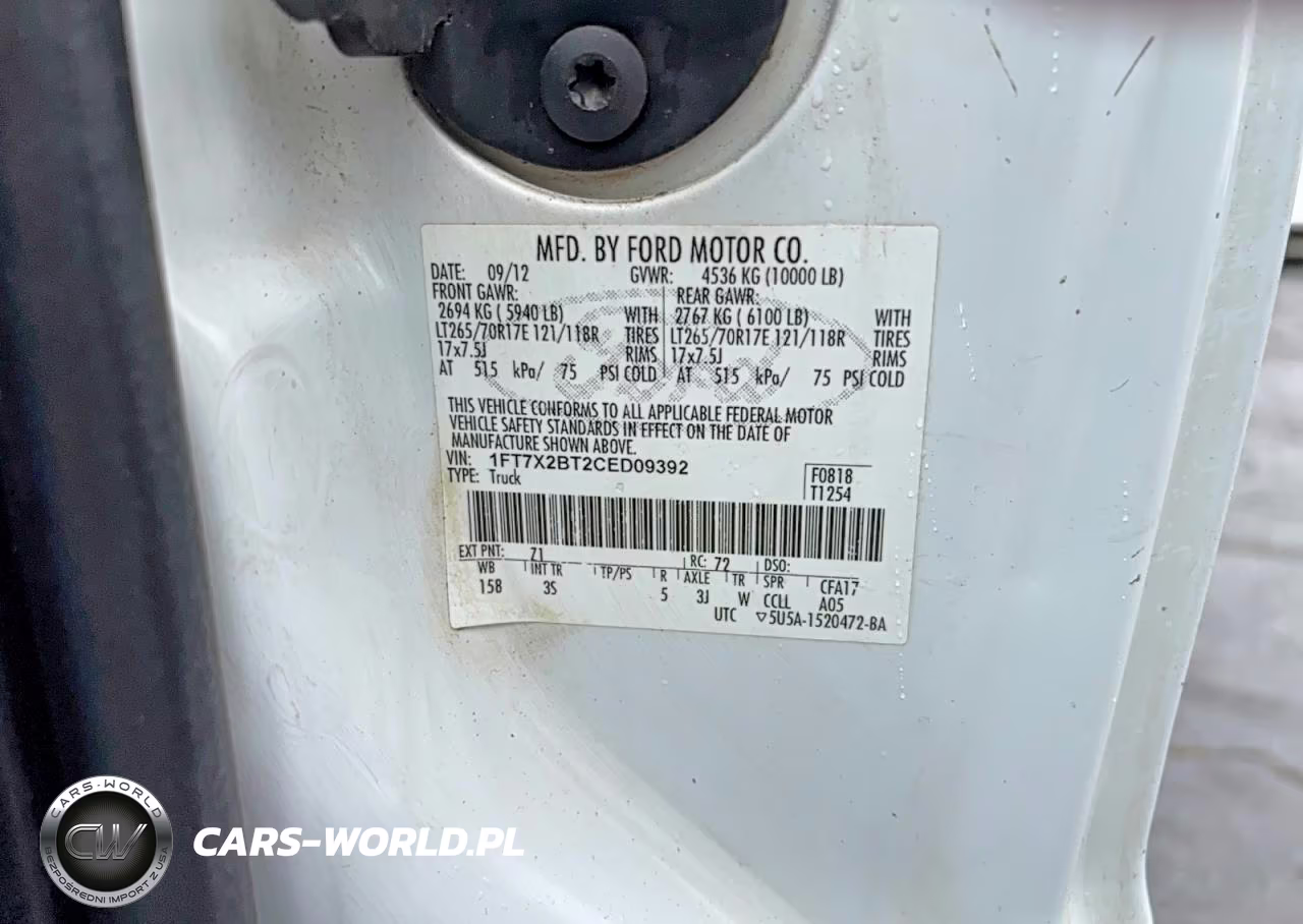 2012 Ford F250 Super Duty VIN:1FT7X2BT2CED09392 - 10