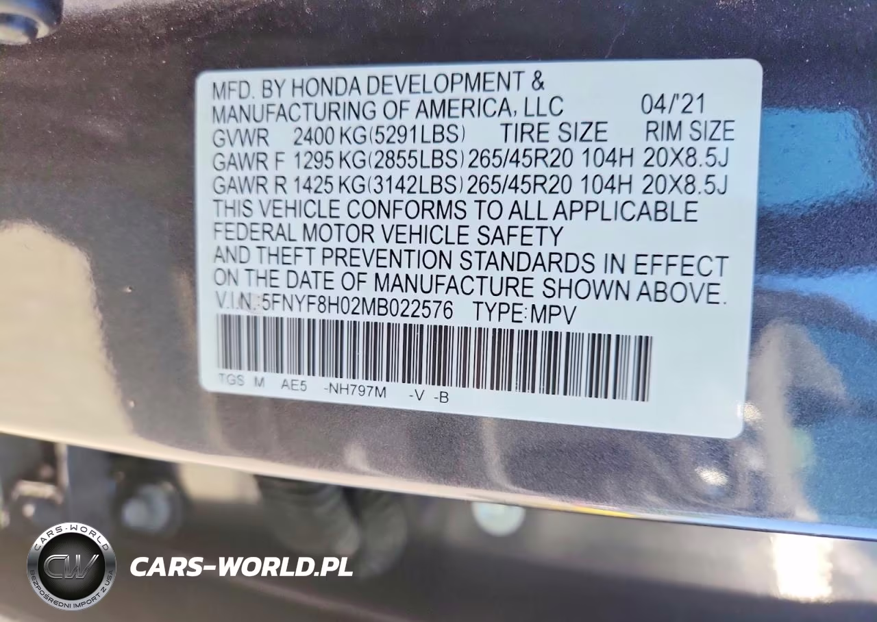2021 Honda Passport Elite VIN:5FNYF8H02MB022576 - 13