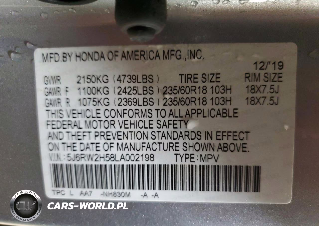 2020 Honda Cr-V Ex VIN:5J6RW2H58LA002198 - 12