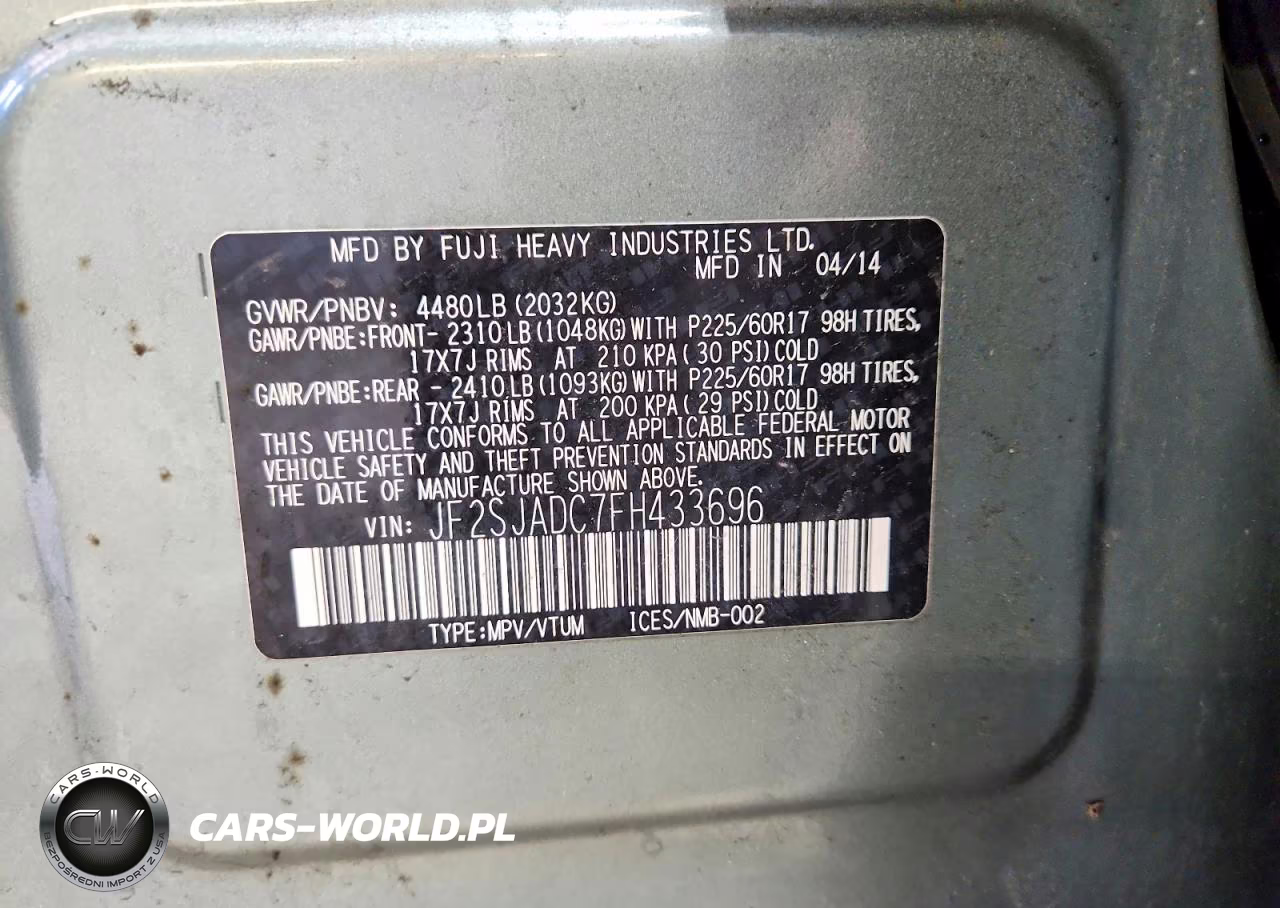 2015 Subaru Forester 2.5I Premium VIN:JF2SJADC7FH433696 - 13