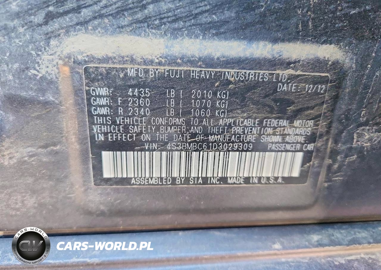 2013 Subaru Legacy 2.5I Premium VIN:4S3BMBC61D3029309 - 13