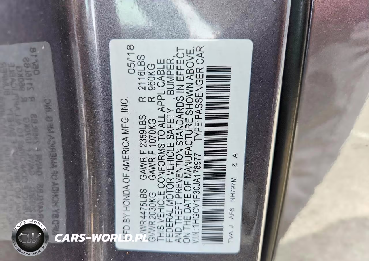 2018 Honda Accord Sport VIN:1HGCV1F30JA178977 - 13