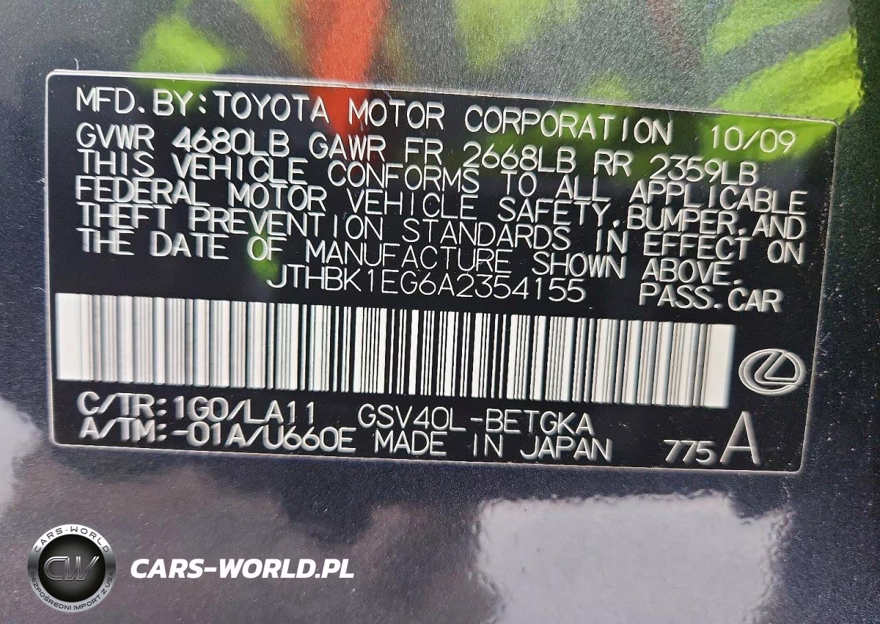 2010 Lexus Es 350 VIN:JTHBK1EG6A2354155 - 13