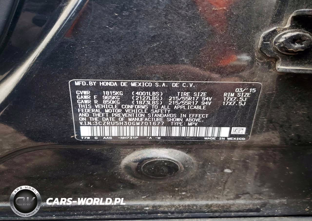2016 Honda Hr-V Lx VIN:3CZRU5H30GM701677 - 13