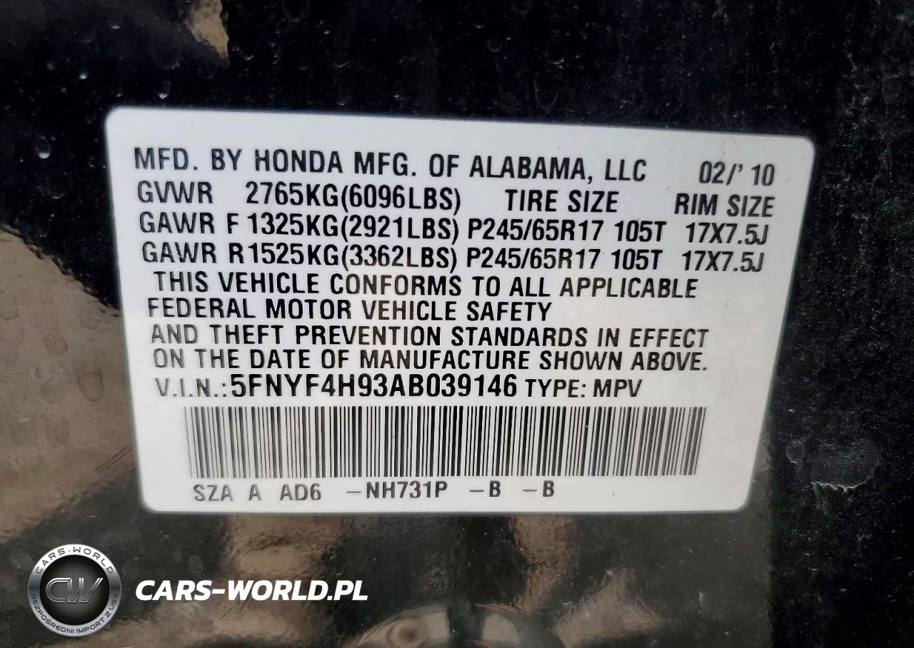 2010 Honda Pilot Touring VIN:5FNYF4H93AB039146 - 12