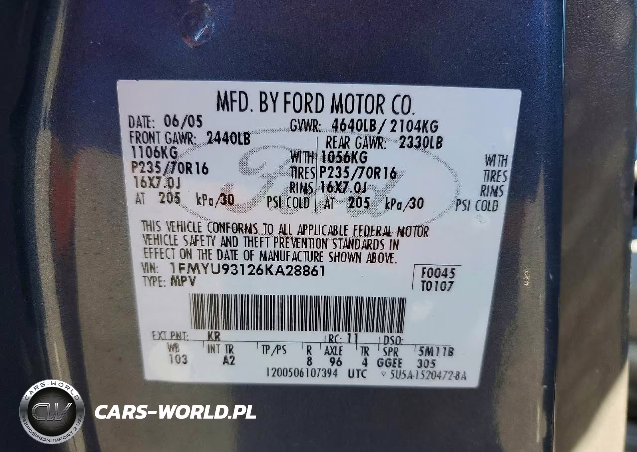 2006 Ford Escape VIN:1FMYU93126KA28861 - 13