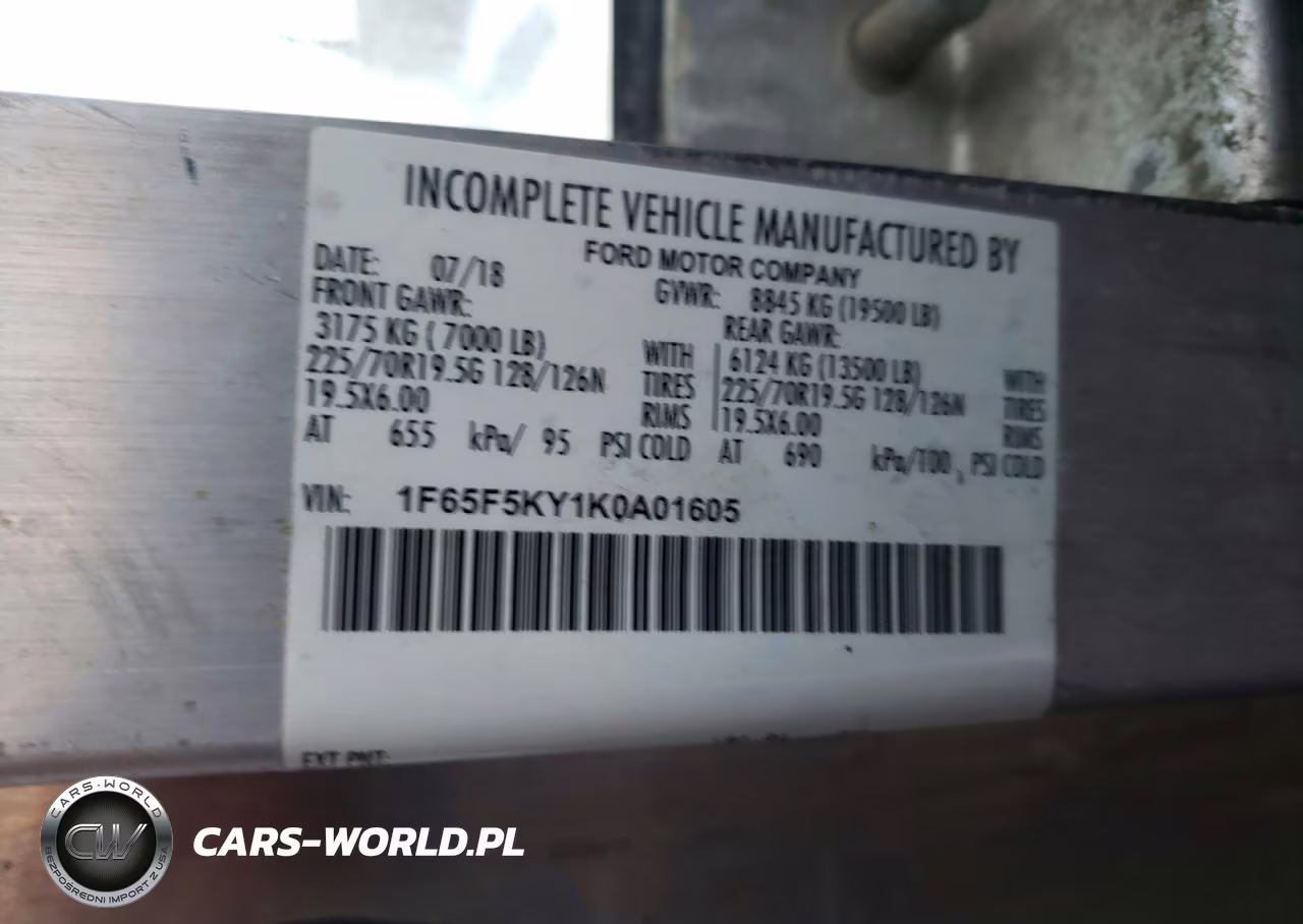 2019 Ford F59 Delivery Truck VIN:1F65F5KY1K0A01605 - 12