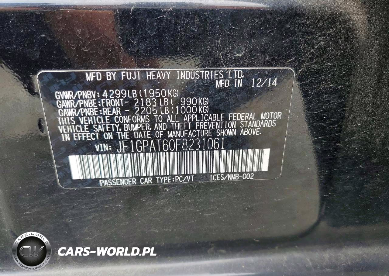 2015 Subaru Impreza Sport VIN:JF1GPAT60F8231061 - 14
