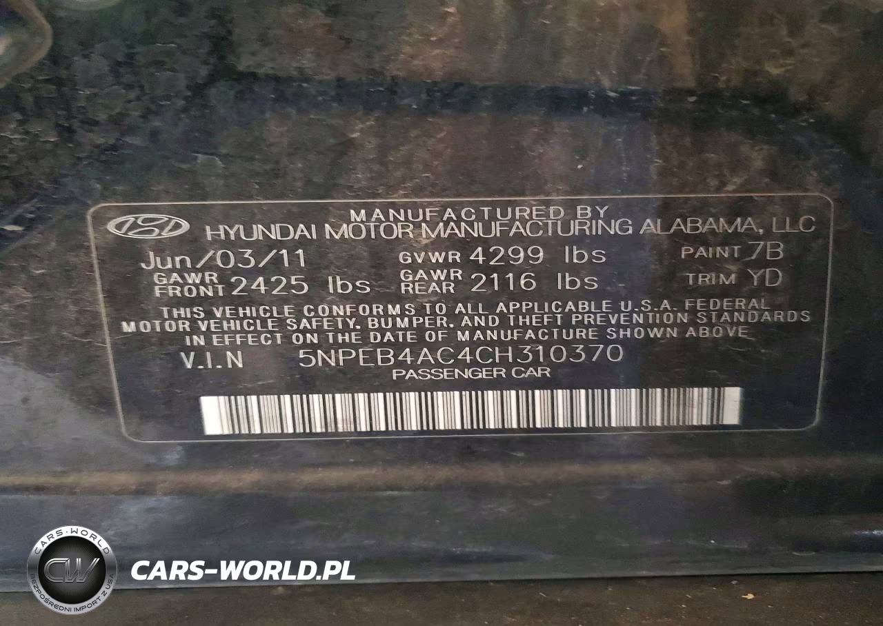 2012 Hyundai Sonata Gls VIN:5NPEB4AC4CH310370 - 12