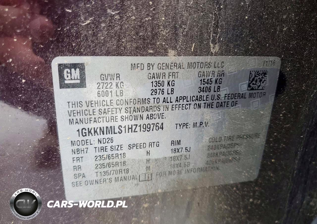 2017 GMC Acadia Slt-1 VIN:1GKKNMLS1HZ199764 - 13