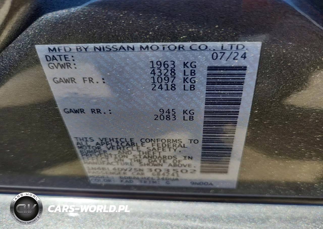 2025 Nissan Altima Sv VIN:1N4BL4DV2SN303502 - 13