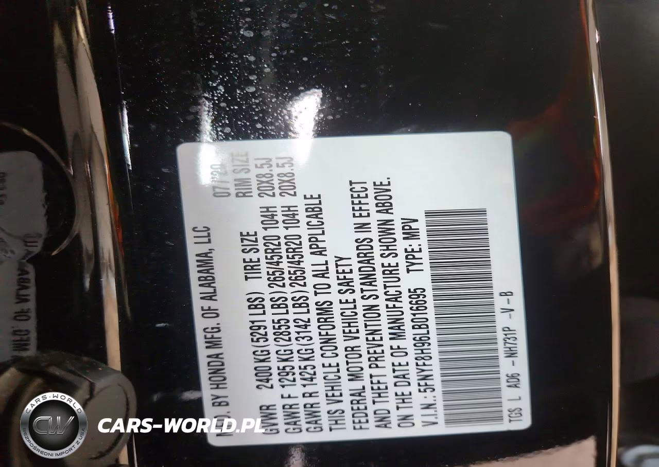 2020 Honda Passport Touring VIN:5FNYF8H96LB016695 - 13