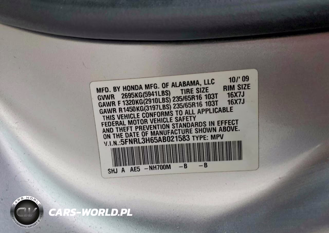 2010 Honda Odyssey Exl VIN:5FNRL3H65AB021583 - 13