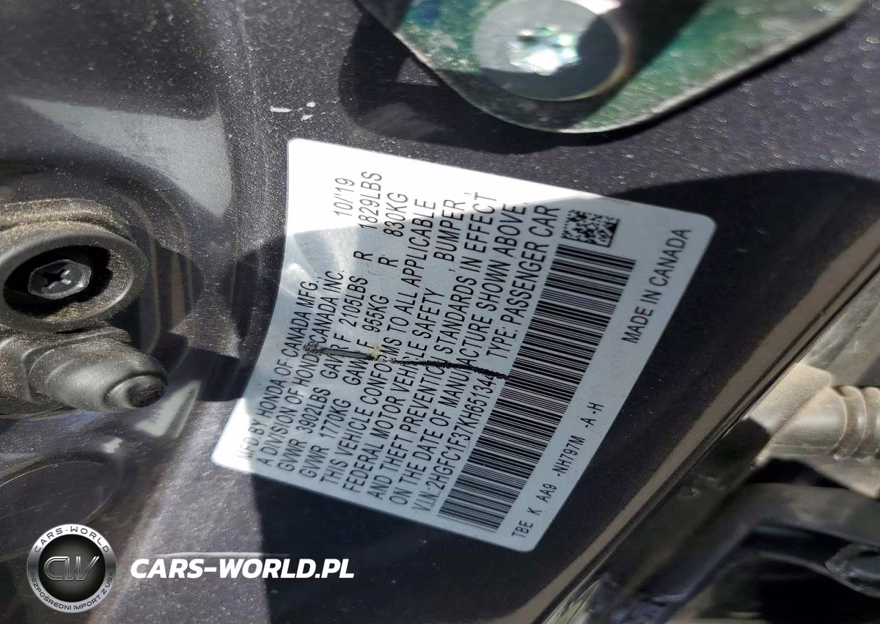 2019 Honda Civic Ex VIN:2HGFC1F37KH651344 - 12