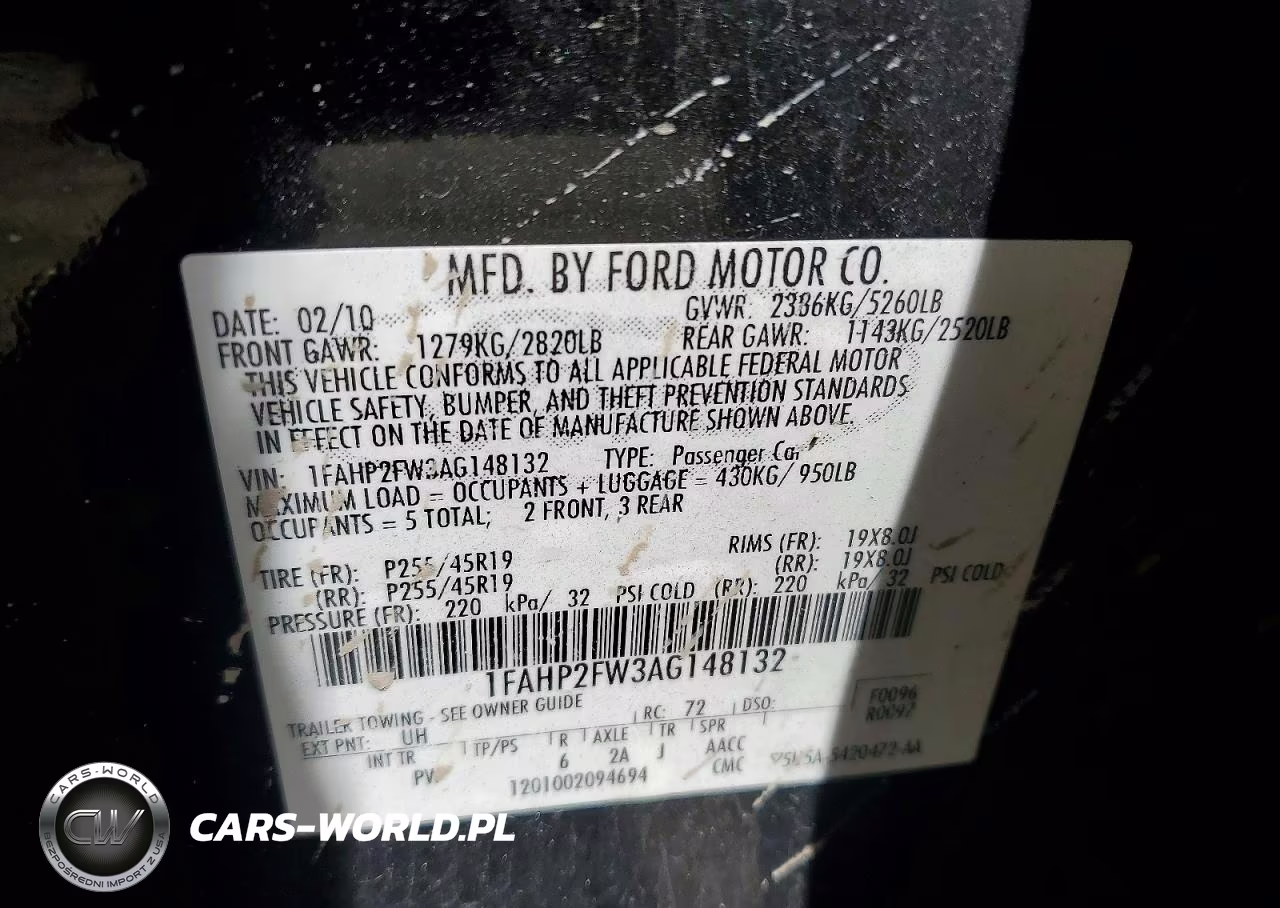 2010 Ford Taurus Limited VIN:1FAHP2FW3AG148132 - 12