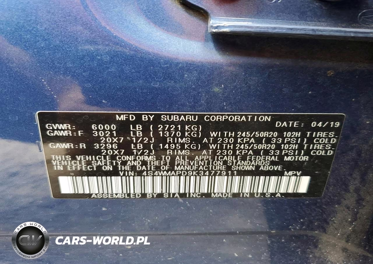 2019 Subaru Ascent Limited VIN:4S4WMAPD9K3477911 - 13