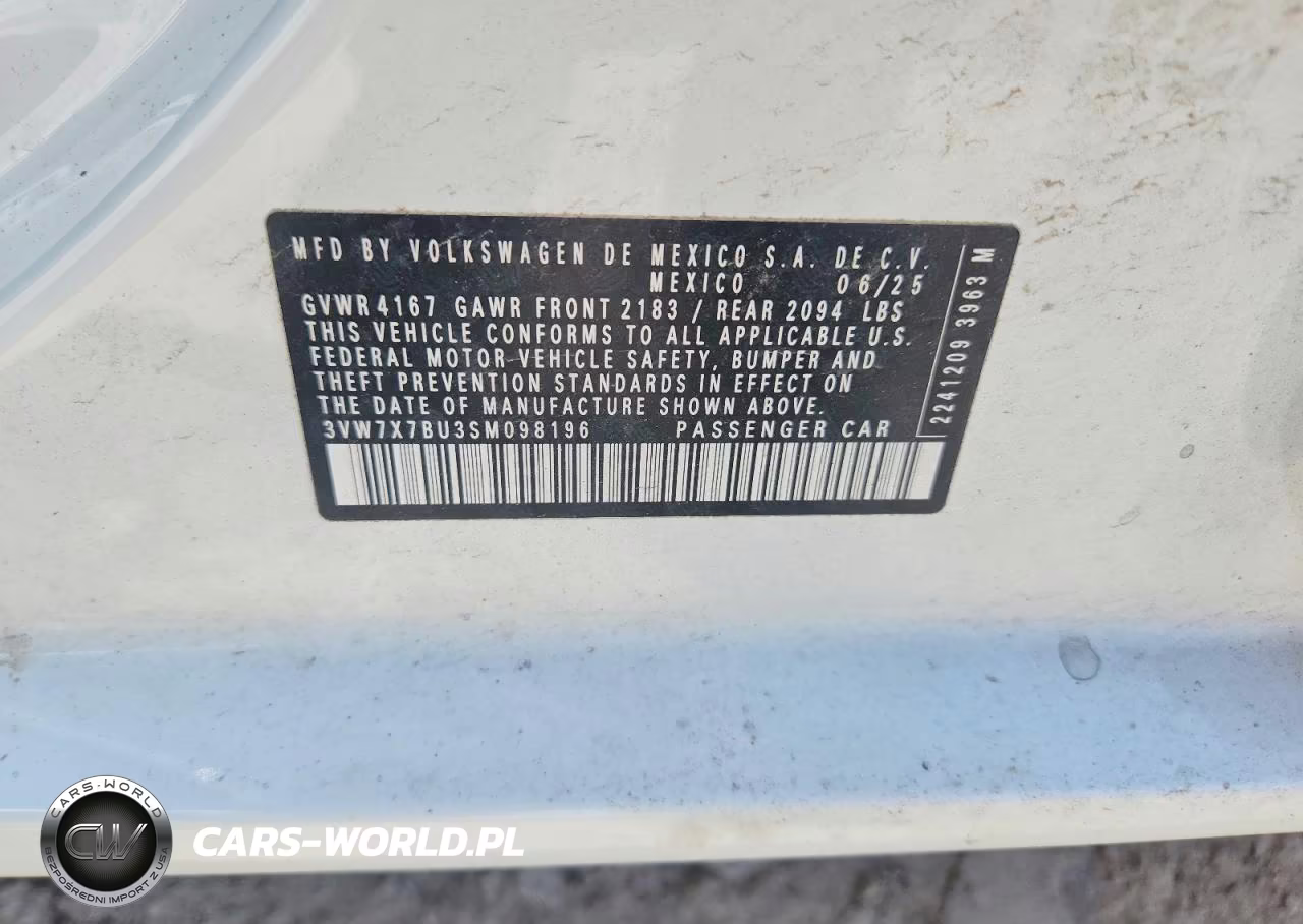 2025 Volkswagen Jetta Se VIN:3VW7X7BU3SM098196 - 12