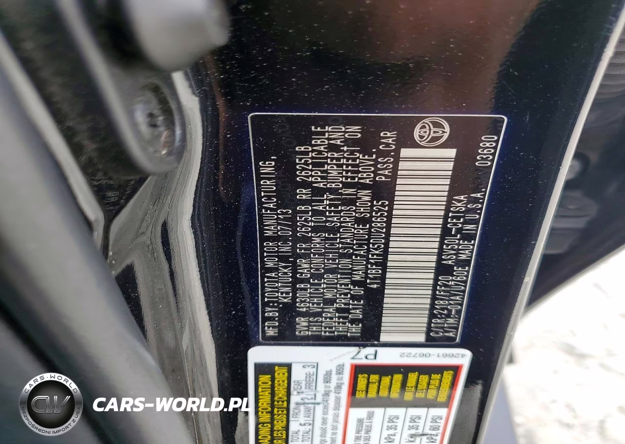 2013 Toyota Camry Se VIN:4T1BF1FK5DU286525 - 12