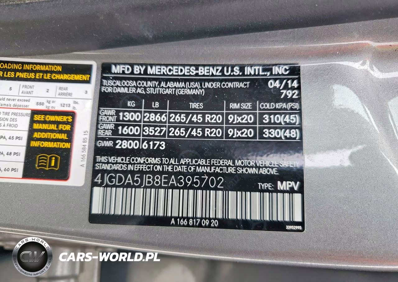2014 Mercedes-Benz Ml 350 VIN:4JGDA5JB8EA395702 - 13
