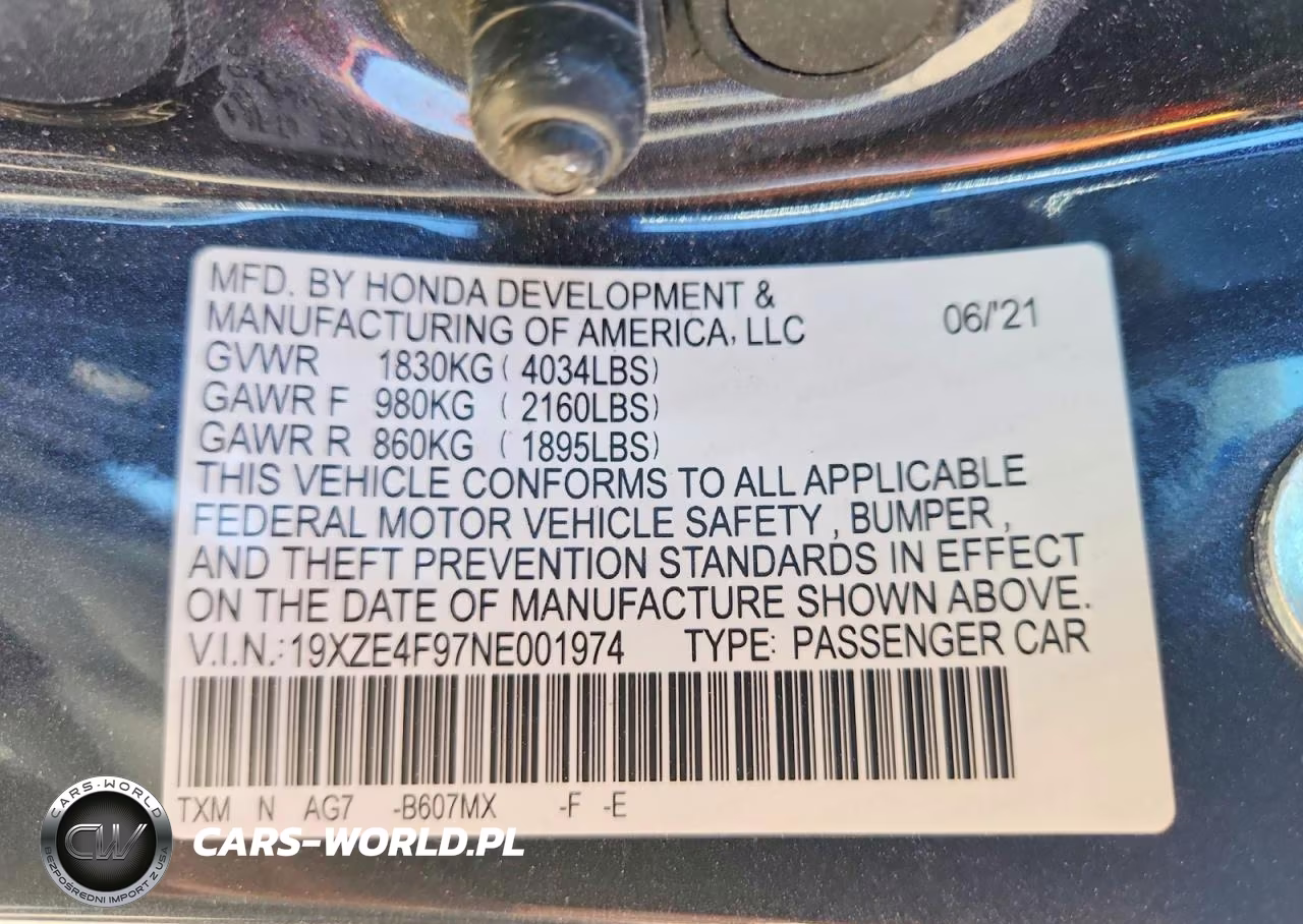 2022 Honda Insight Touring VIN:19XZE4F97NE001974 - 12