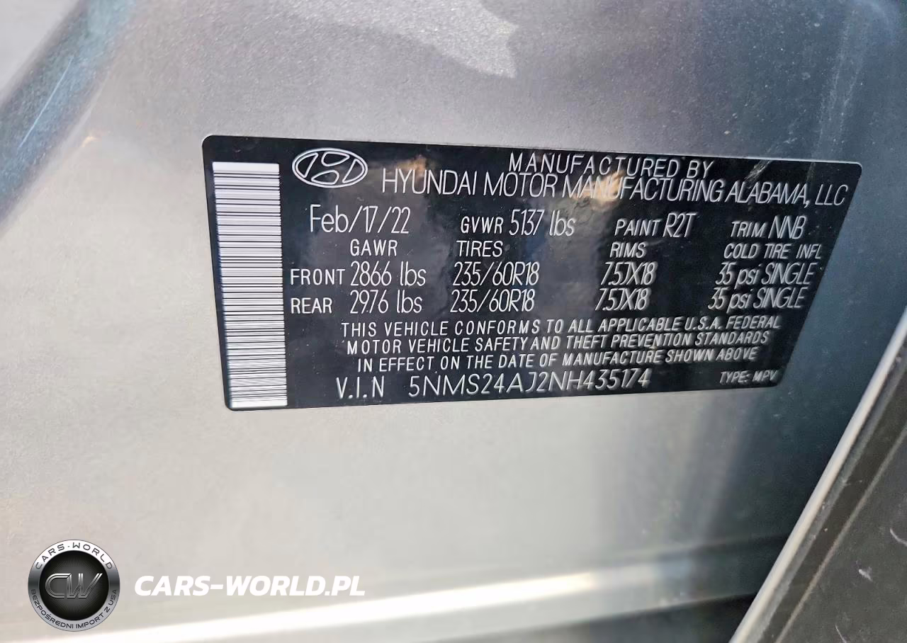 2022 Hyundai Santa Fe Sel VIN:5NMS24AJ2NH435174 - 14