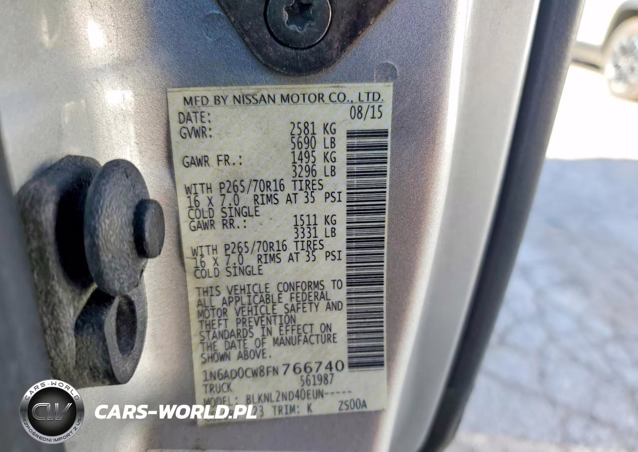 2015 Nissan Frontier Sv V6 VIN:1N6AD0CW8FN766740 - 12