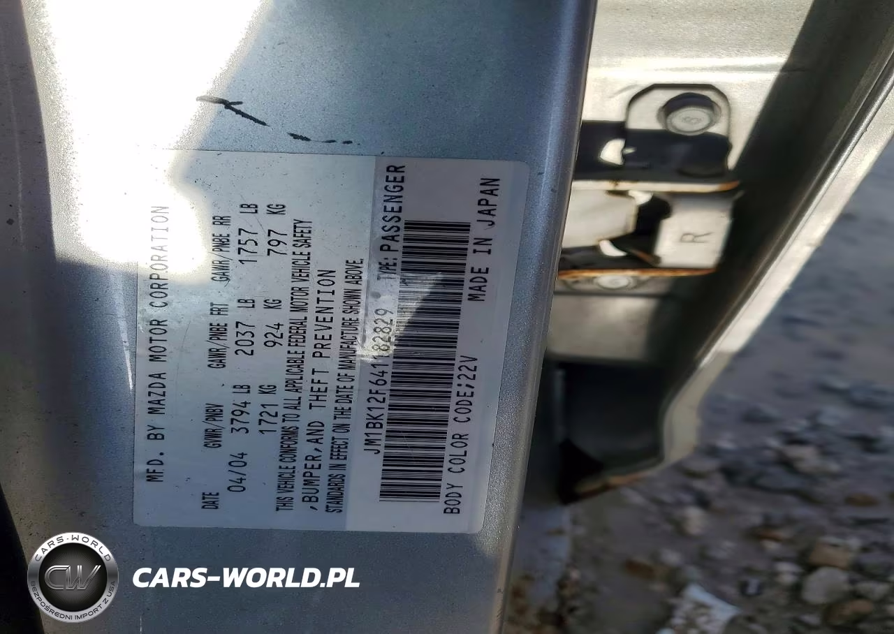 2004 Mazda 3 I VIN:JM1BK12F641182829 - 13